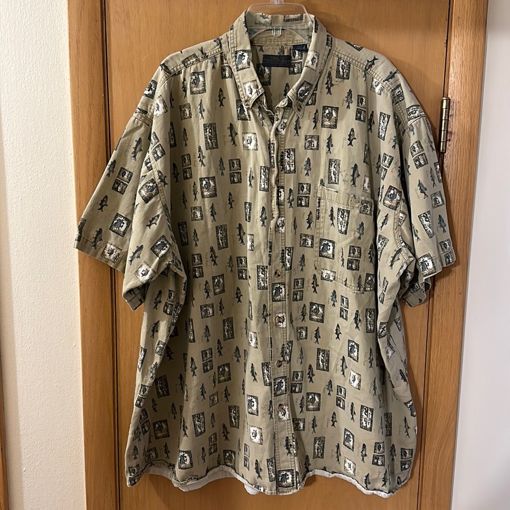 Great Northwest Men’s Fishing Outdoor Button Down Shirt Tan Size 4XT